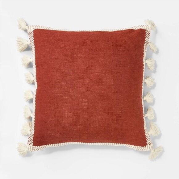 Threshold Studio McGee Woven Frame Square Throw Pillow with Side Tassels - Picture 1 of 6